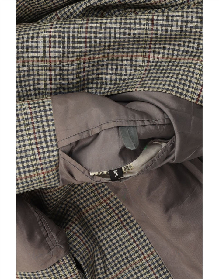 JAEGER Mens 2 Button Blazer Jacket IT 48 Medium Green Check Wool Vintage Jaeger and Second-Hand Jaeger from Messina Hembry 