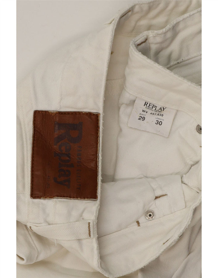 REPLAY Ženske ravne traperice W29 L30 bijeli pamuk