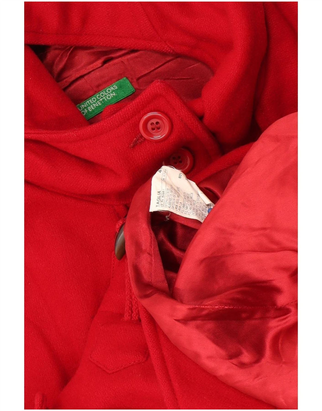 Benetton ženski duffle kaput s kapuljačom IT 46 velika crvena vuna
