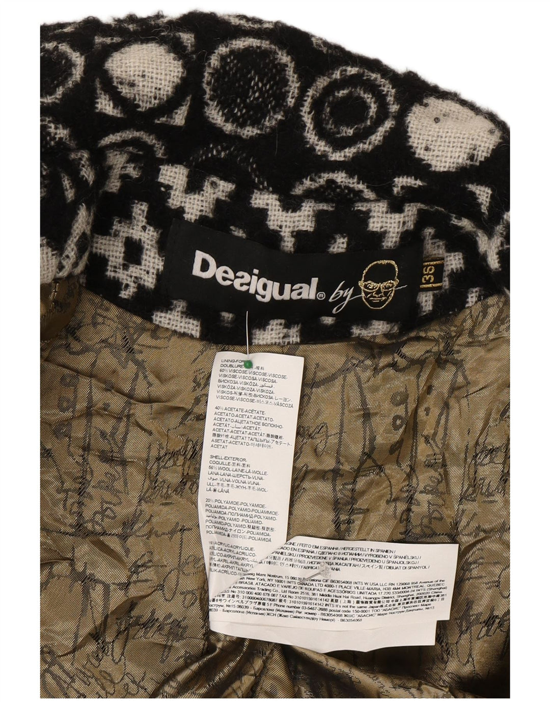 Desigual ženski kaput EU 36 mali crni geometrijski viskoza