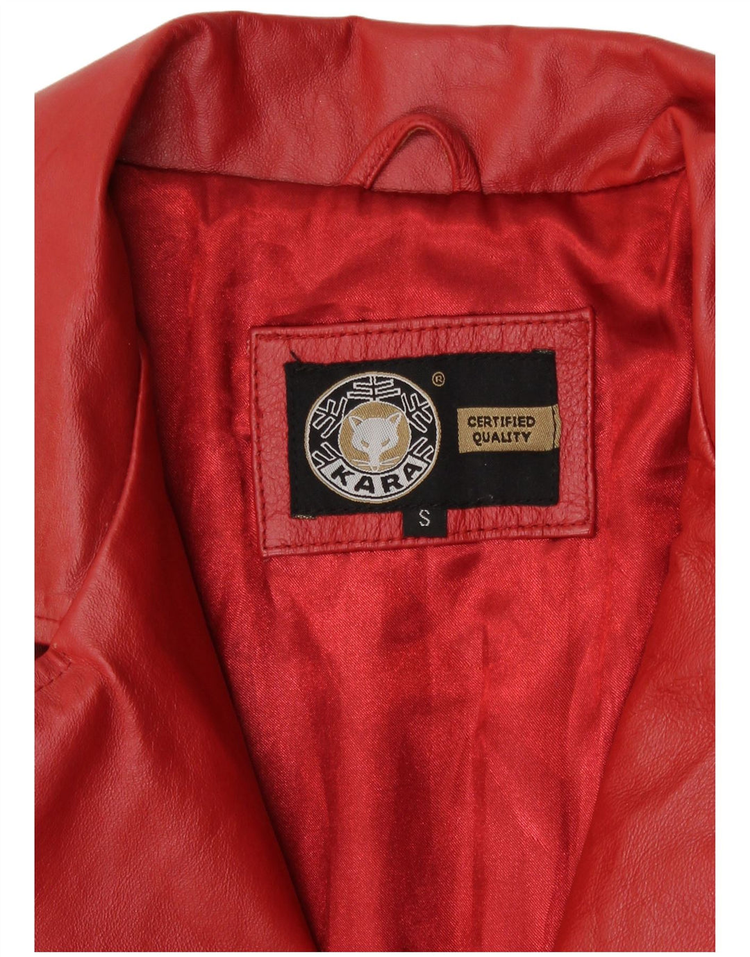 Kara ženski kožni kaput UK 10 Mala crvena koža