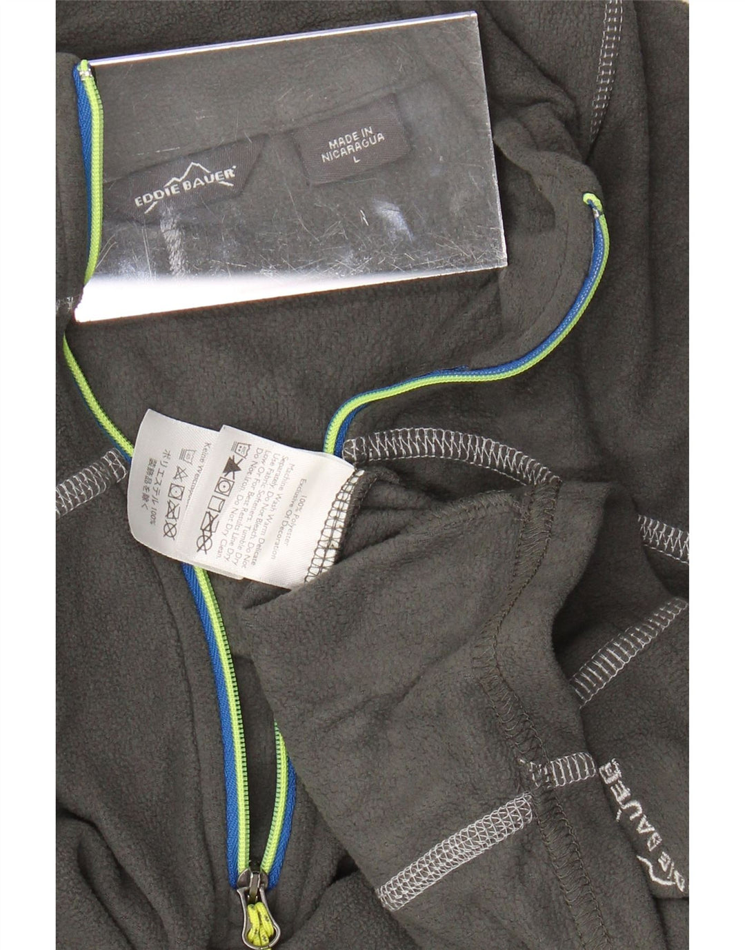 EDDIE BAUER Ženski džemper od flisa s patentnim izrezom UK 16 Veliki sivi poliester