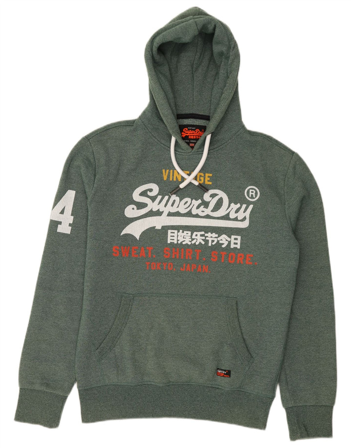 SUPERDRY muška majica s kapuljačom s kapuljačom, srednji zeleni flekasti pamuk