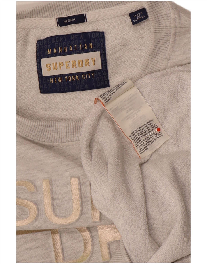 Superdry ženski džemper s grafičkim motivima UK 14 srednje sivi flekasti pamuk