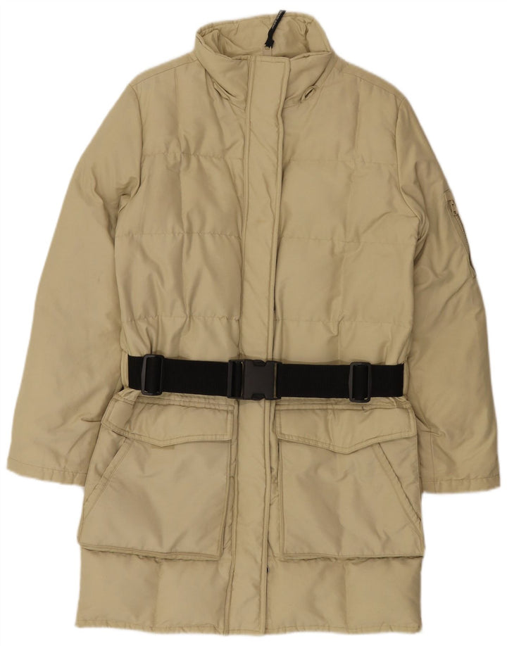 Woolrich ženski preveliki podstavljeni kaput UK 10 Mali bež najlon