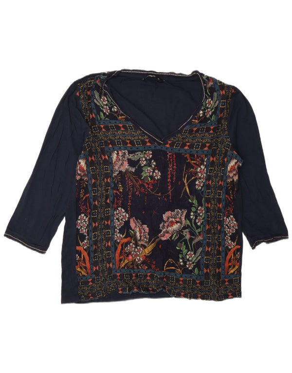 Desigual ženski gornji dio s 3/4 rukavima UK 18 XL tamnoplavi cvjetni