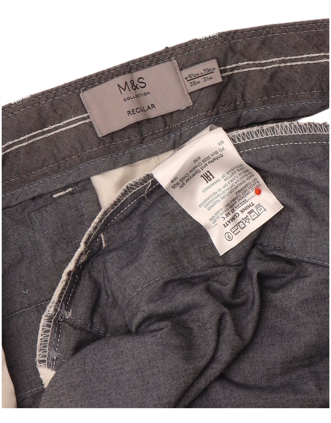 Marks & Spencer muške ravne obične chino hlače W36 L31 Off White