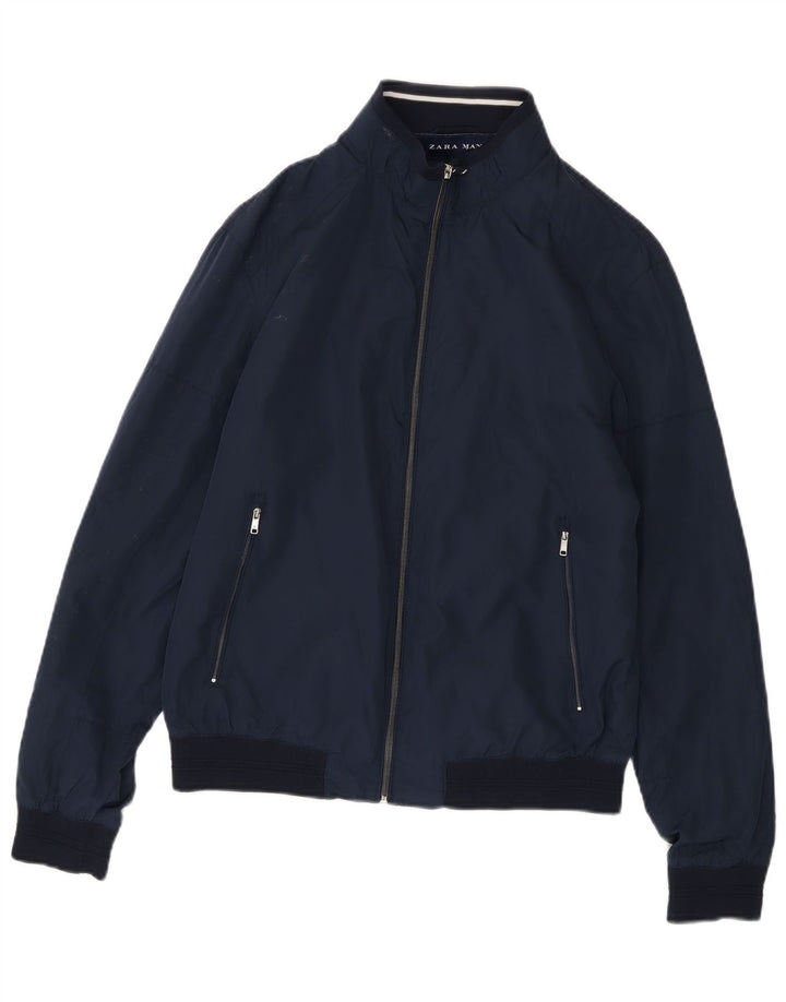 Zara muška bomber jakna UK 40 veliki tamnoplavi poliester