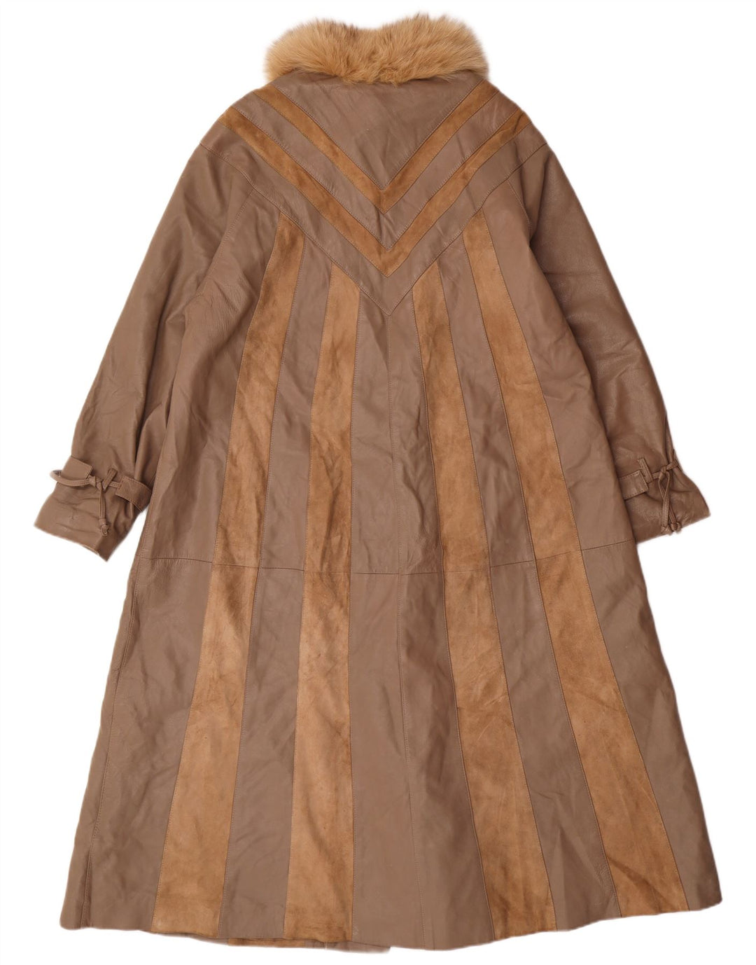 Norma ženski kožni kaput širokog kroja UK 14, klasičan srednje smeđe pruge