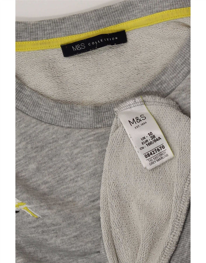 Marks & Spencer Ženska majica s grafičkim džemperom UK 10 Mali sivi poliester