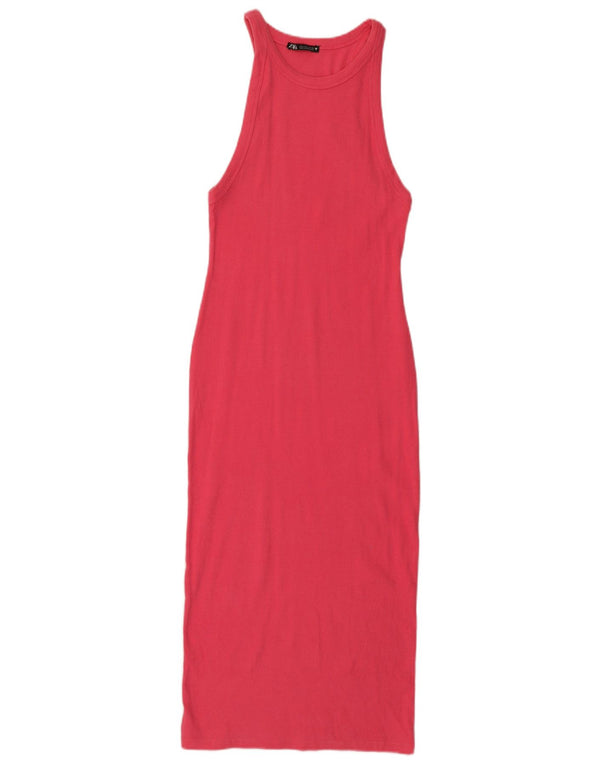 Zara Womens Sleeveless Bodycon Dress UK 14 Large Pink
