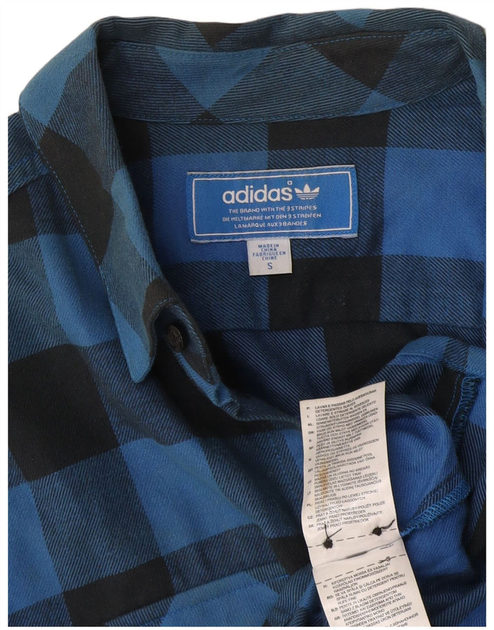 Adidas muška flanelska majica mala plava pamuk od ginghama