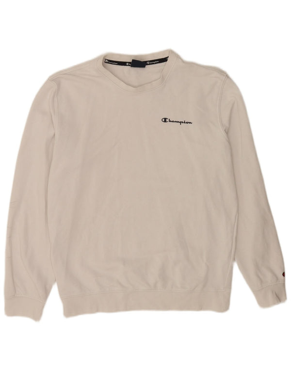 Champion Womens Regular Fit Sweatshirt Jumper UK 14 Medium White Cotton