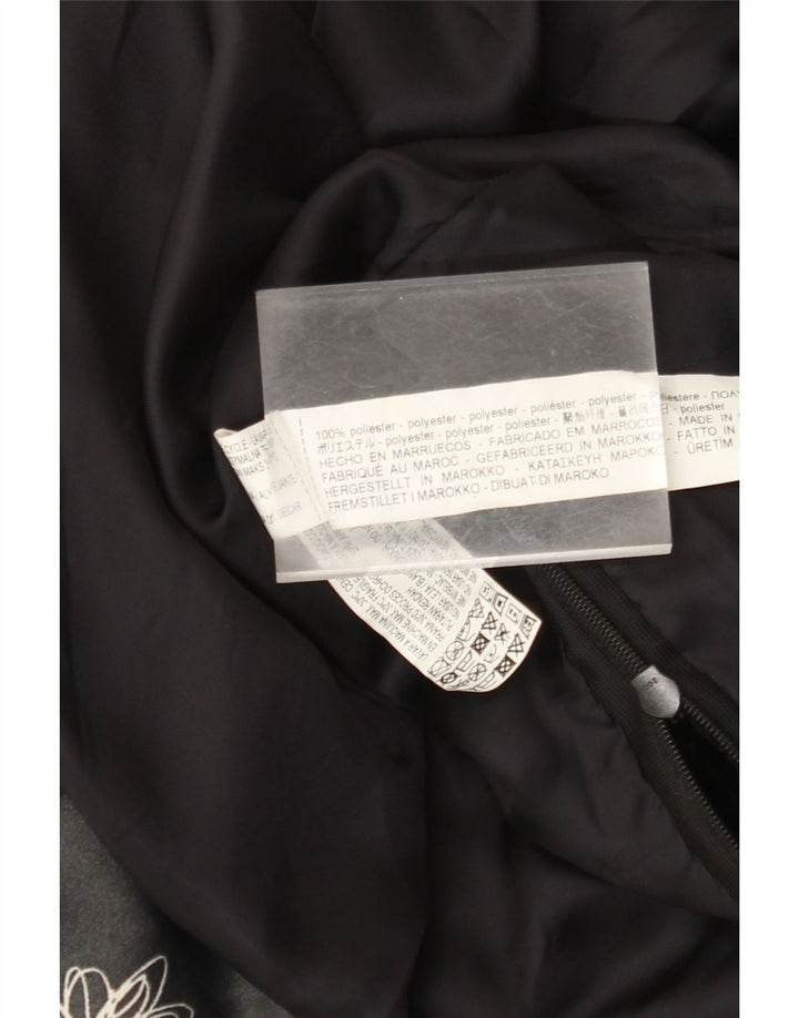 Vintage ženski kombinezon od velura UK 12 srednje crni cvjetni poliester