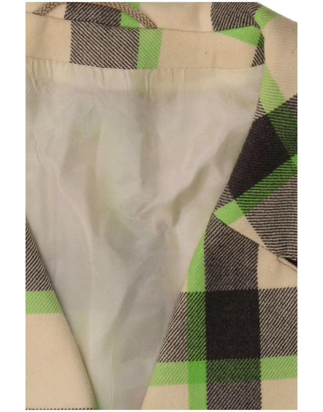 VINTAGE ženski kaput UK 16 Veliki sivo bijeli karirani