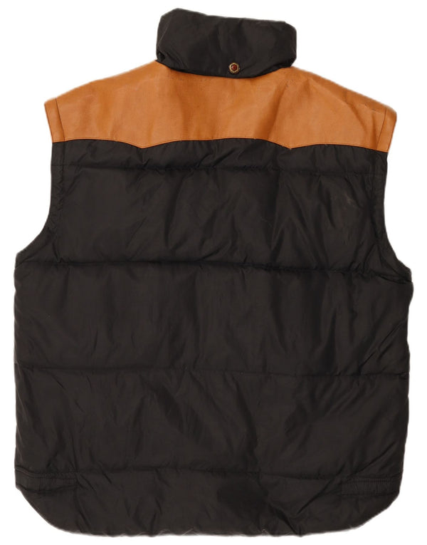 Vintage Mens Padded Gilet UK 42 XL Black Colourblock