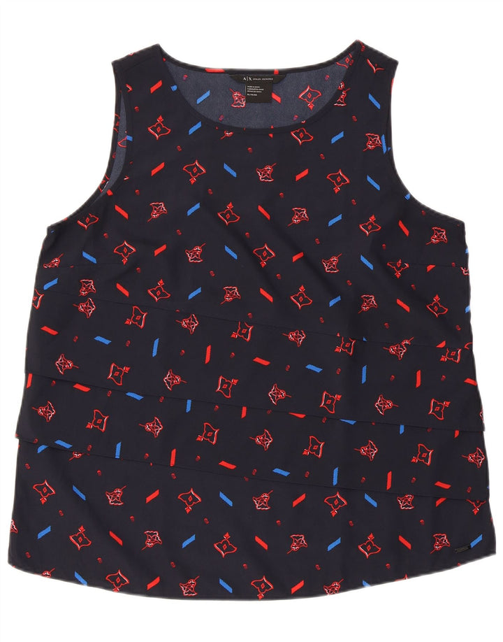 ARMANI EXCHANGE Ženska majica bez rukava UK 18 XL mornarsko plava geometrijska