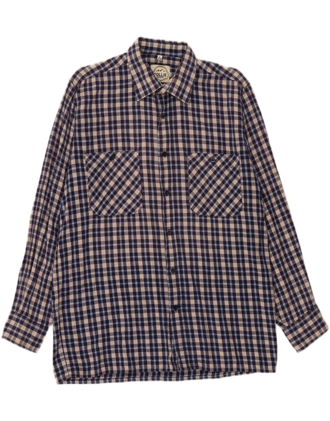 FOLLIE Muška košulja od flanela, veličina 41/42, veliki plavi karirani