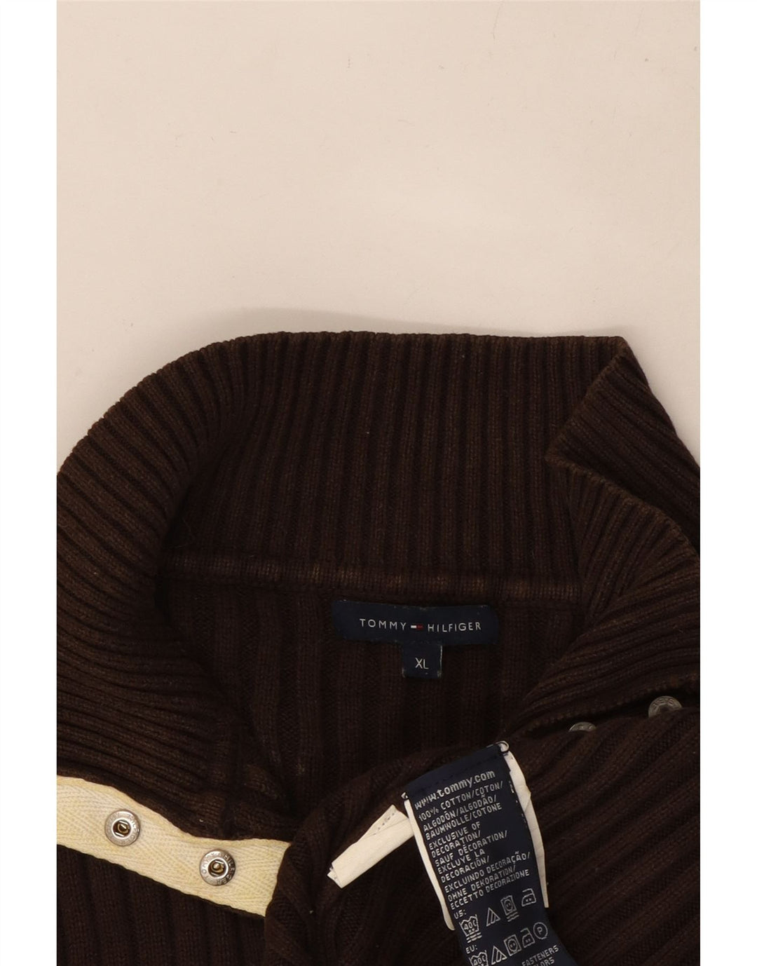 TOMMY HILFIGER Ženski džemper s dugmadima i ovratnikom UK 18 XL Smeđa