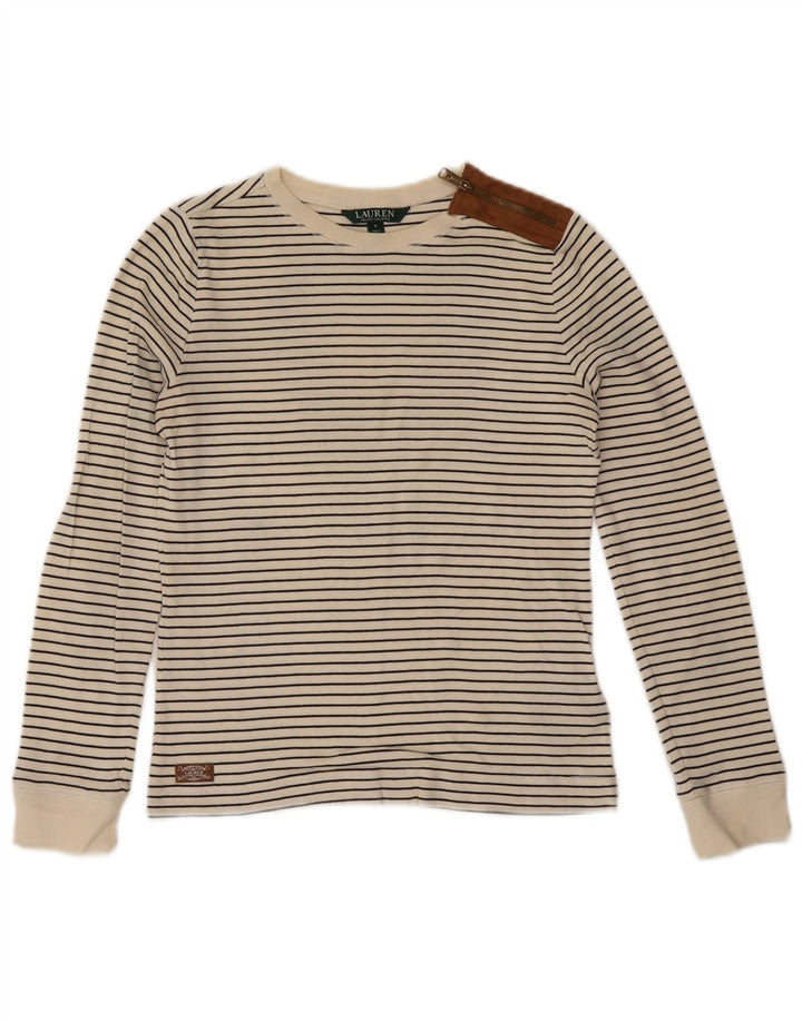 RALPH LAUREN Ženska majica dugih rukava UK 10, pamuk s malim bijelim prugama