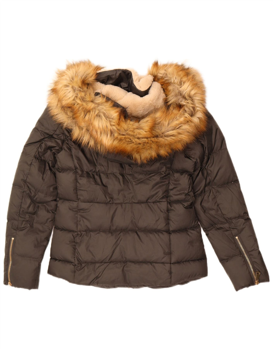 Zara ženska podstavljena jakna s kapuljačom UK 6 XS sivi poliester