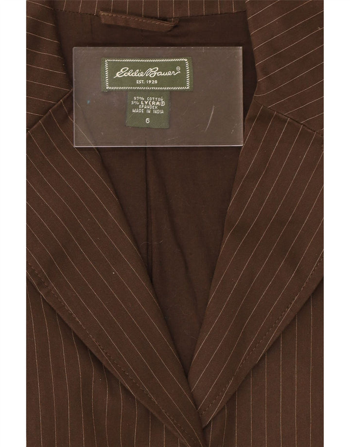 EDDIE BAUER Womens 4 Button Blazer Jacket US 6 Medium Brown Pinstripe Vintage Eddie Bauer and Second-Hand Eddie Bauer from Messina Hembry 