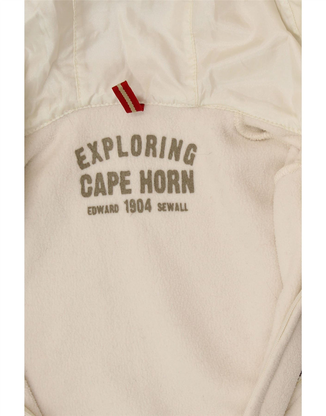 CAPE HORN Womens Graphic Hooded Fleece Jacket UK 12 Medium White Vintage Cape Horn and Second-Hand Cape Horn from Messina Hembry 