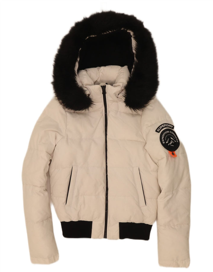 Superdry ženska prevelika podstavljena jakna s kapuljačom UK 8 Mala bijela boja