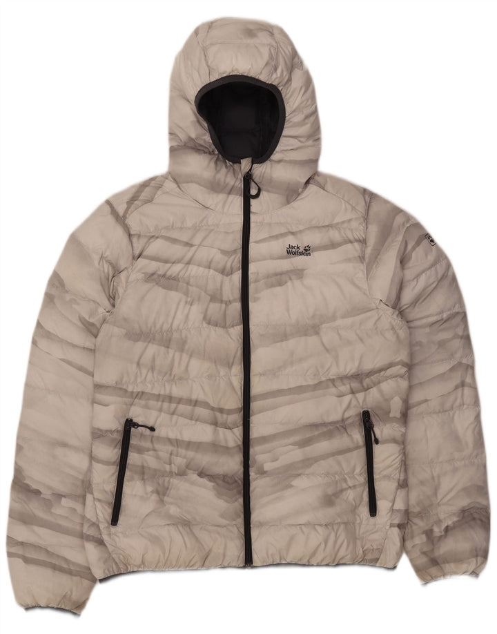 Jack Wolfskin Ženska podstavljena jakna s kapuljačom UK 18 XL Siva Tie Dye poliester