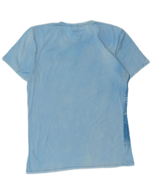 Calvin Klein Jeans Ženska grafička majica kratkih rukava UK 10 Small Blue Cotton