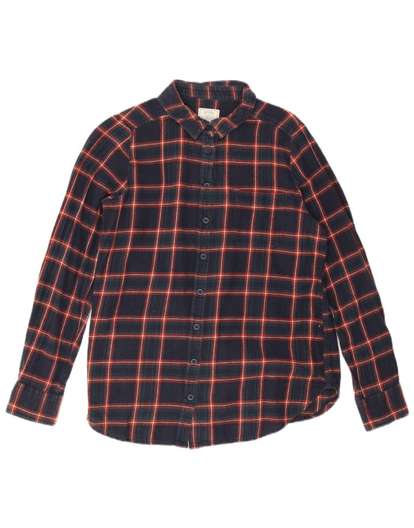 Fat Face Womens Flannel Shirt UK 10 Small Navy Blue Check Cotton