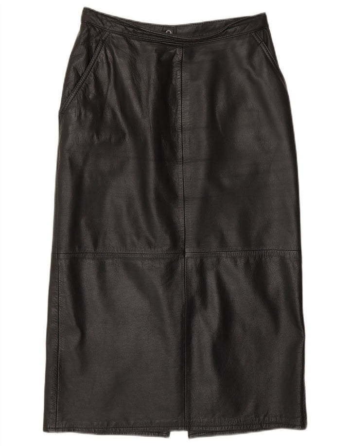 VINTAGE ženska kožna suknja UK 10 Mala W26 crna koža