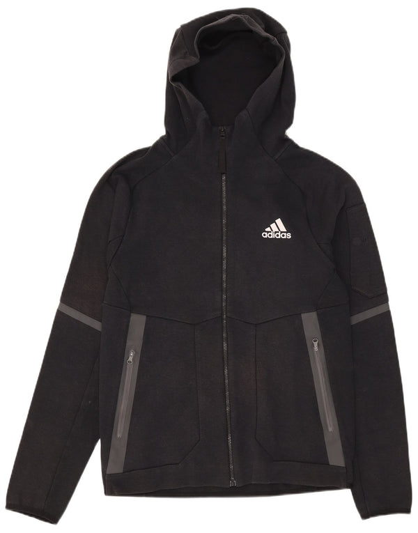 Adidas muški pulover s kapuljačom na patentni zatvarač UK 10 mali crni pamuk u blokovima boja