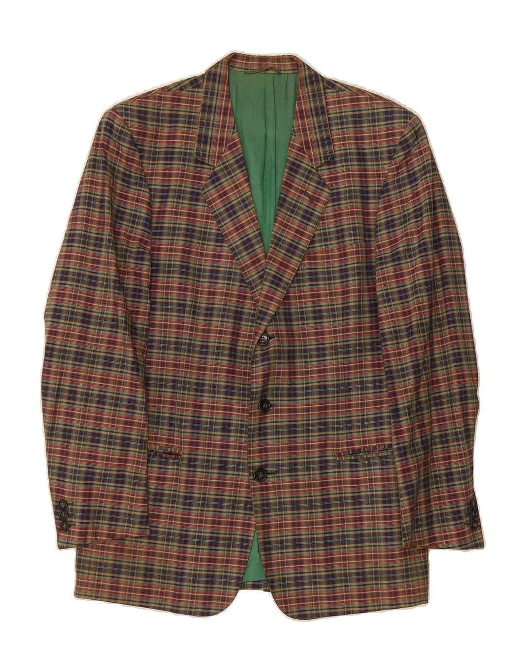 BROOKSFIELD Mens 3 Button Blazer Jacket UK 38 Medium Navy Blue Check Vintage Brooksfield and Second-Hand Brooksfield from Messina Hembry 