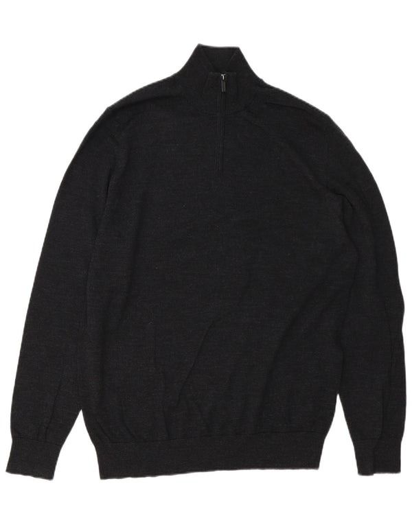 Marks & Spencer Mens Autograph Zip Neck Jumper Sweater Medium Grey