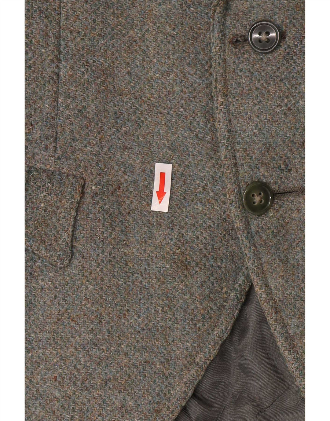 Harris Tweed Ženska vojna jakna sa 2 gumba UK 8 Mala kaki vuna