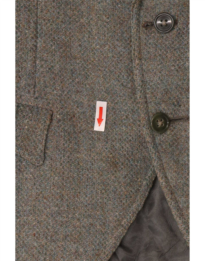 Harris Tweed Ženska vojna jakna sa 2 gumba UK 8 Mala kaki vuna