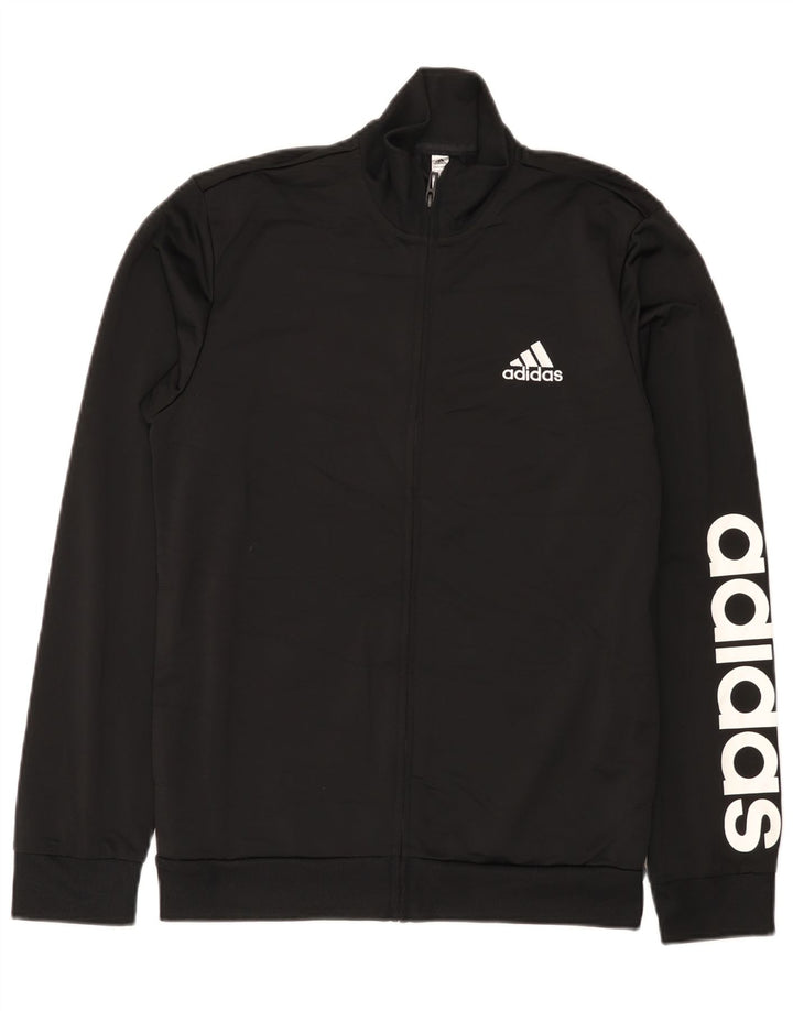 Adidas muška trenirka s grafičkim motivima, gornja jakna UK 38/40, srednji crni poliester