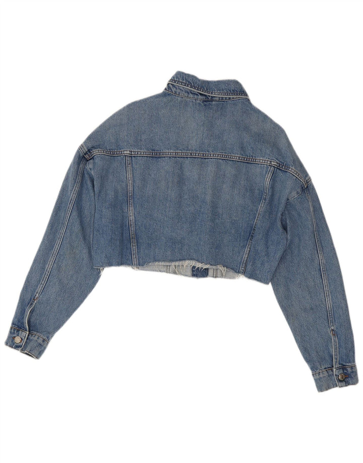 Topshop ženska kratka prevelika traper jakna UK 10 Small Blue Cotton