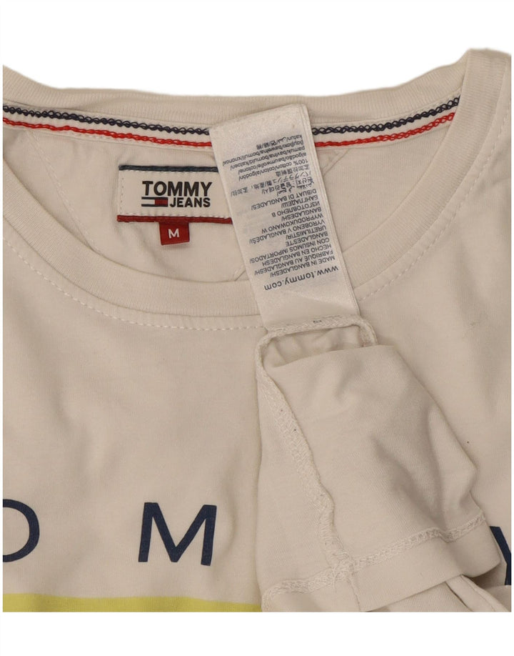 TOMMY HILFIGER Ženska grafička majica kratkih rukava UK 14 Srednje bijeli pamuk