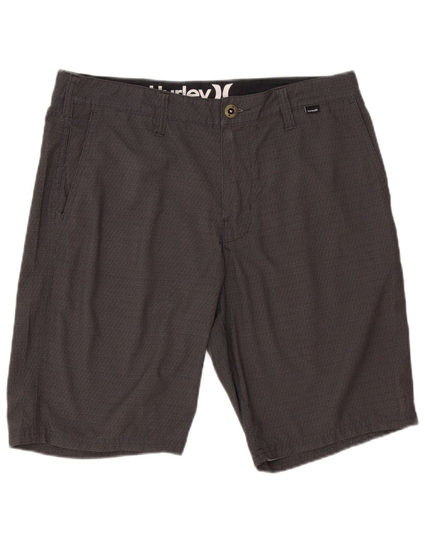 Hurley Mens Chino Shorts W33 Medium Grey Geometric Polyester