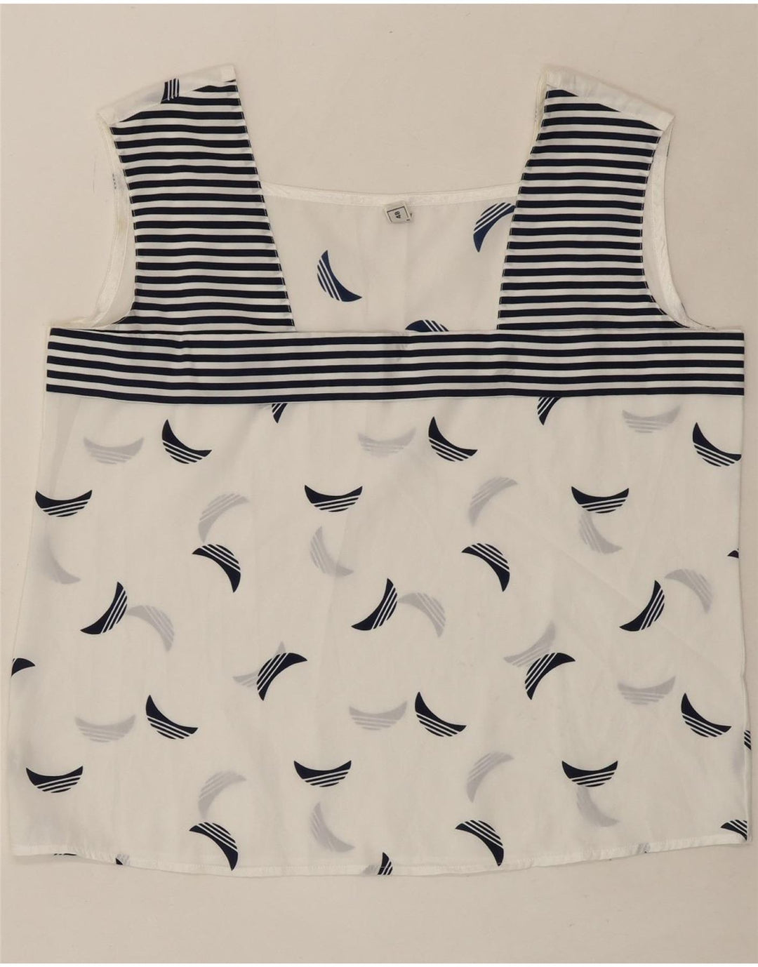 VINTAGE Womens Crop Sleeveless Blouse Top IT 48 XL White Striped Polyester Vintage Vintage and Second-Hand Vintage from Messina Hembry 
