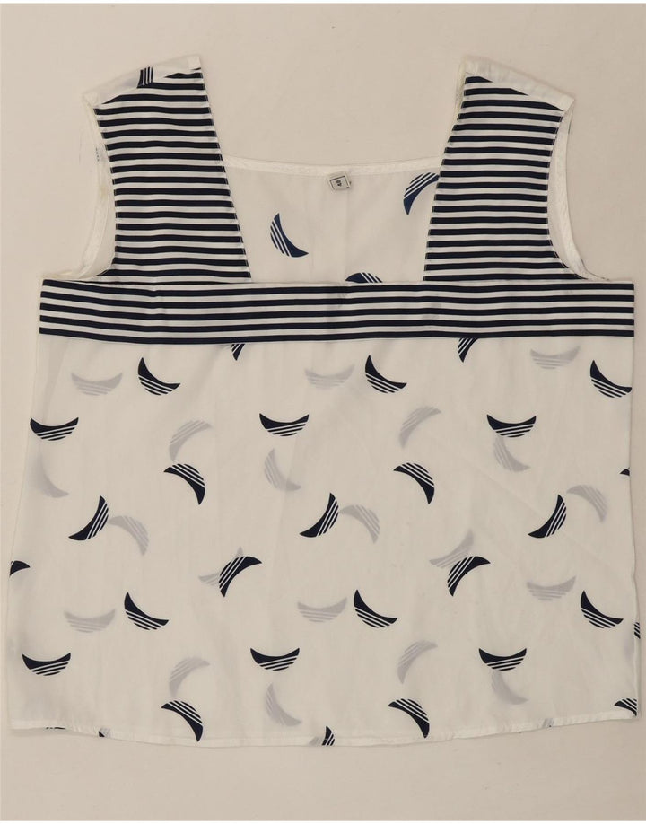 VINTAGE Womens Crop Sleeveless Blouse Top IT 48 XL White Striped Polyester Vintage Vintage and Second-Hand Vintage from Messina Hembry 