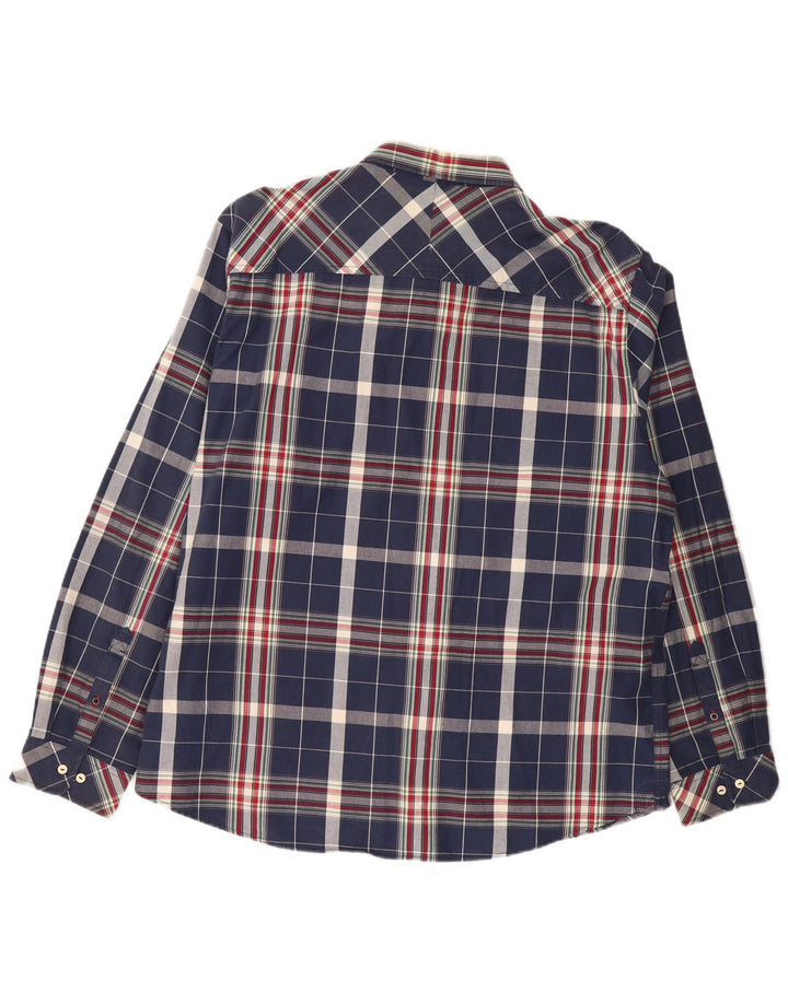 TIMBERLAND Mens Earthkeepers Slim Fit Shirt 3XL Navy Blue Check Cotton Vintage Timberland and Second-Hand Timberland from Messina Hembry 