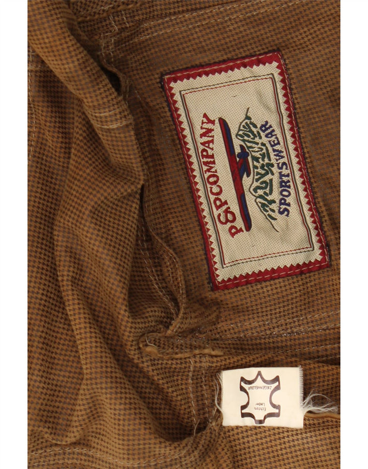 VINTAGE muška jakna od brušene kože s 2 gumba, UK 42 XL, smeđa koža