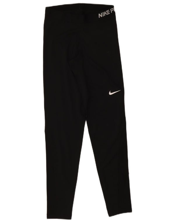 Nike Ženske Dri Fit Graphic Leggings UK 12 Srednje crni poliester