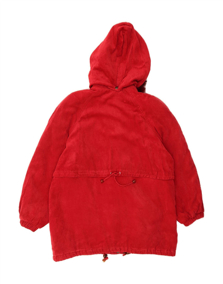 LINDA'S Womens Hooded Windbreaker Coat UK 14 Medium Red Vintage Linda's and Second-Hand Linda's from Messina Hembry 