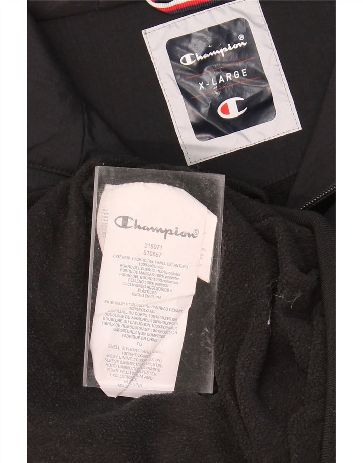 CHAMPION Mens Hooded Bomber Jacket UK 42 XL Black Polyamide Vintage Champion and Second-Hand Champion from Messina Hembry 