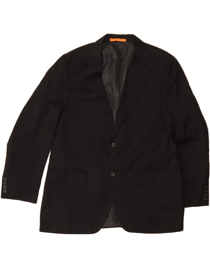 DOCKERS Mens 2 Button Blazer Jacket UK 44 2XL Black Polyester Vintage Dockers and Second-Hand Dockers from Messina Hembry 