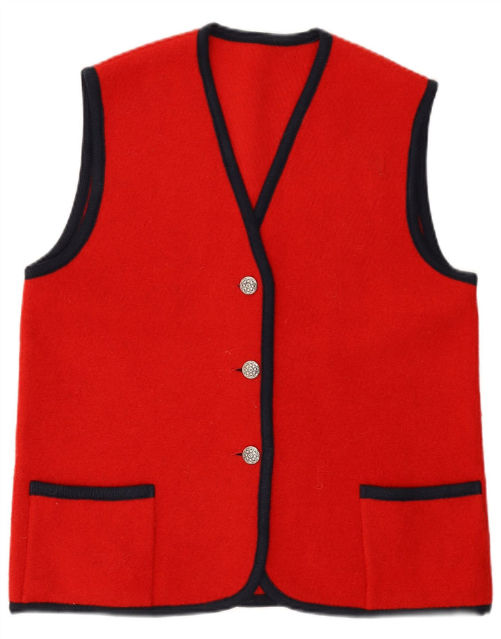 VINTAGE ženski kardigan pulover bez rukava UK 14 srednje crvene boje